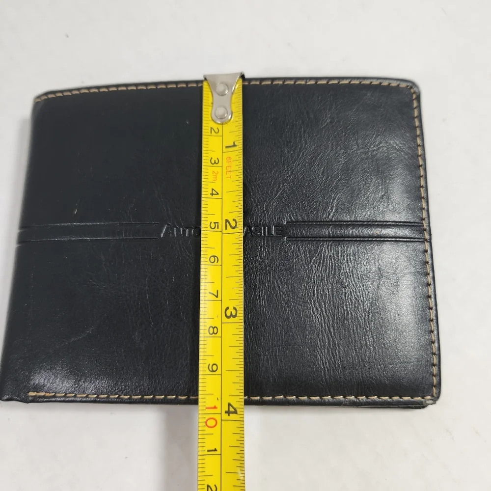 Vintage antonio basile mens black leather bifold wallet never used
